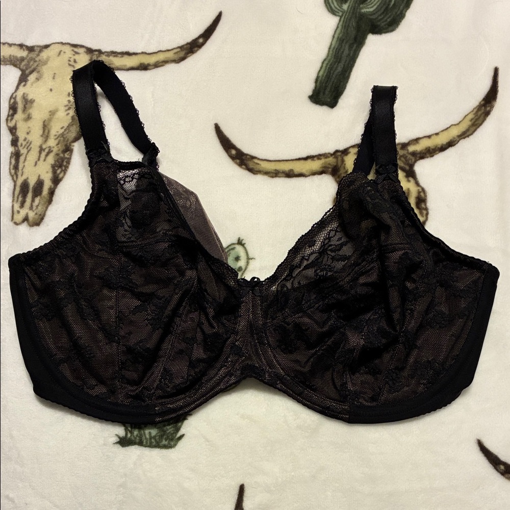 Wacoal Black Lace Underwire Bra, 36G
